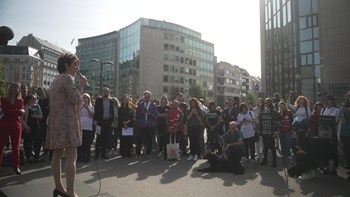 End the Cage Age stunt in front of the EU Commission building in Brussels, Olga's Speech